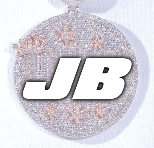 CUSTOM LETTER NECKLACE 3D BIG CROWN DISC