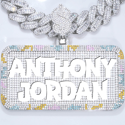 CUSTOM LETTER NECKLACE 3D COLORFUL SQUARE