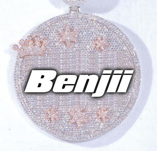 CUSTOM LETTER NECKLACE 3D BIG CROWN DISC