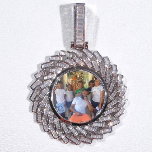 Large 3D Baguette Custom Picture Pendant