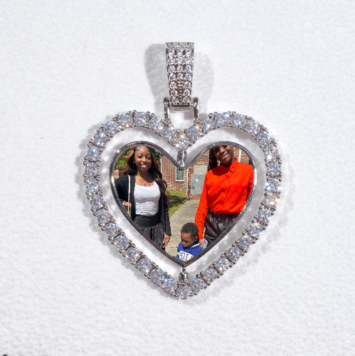 3D Spinning 2-Faced Heart Custom Picture Pendant