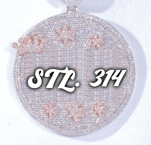 CUSTOM LETTER NECKLACE 3D BIG CROWN DISC