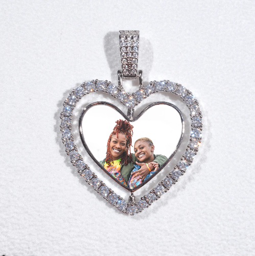 3D Spinning 2-Faced Heart Custom Picture Pendant