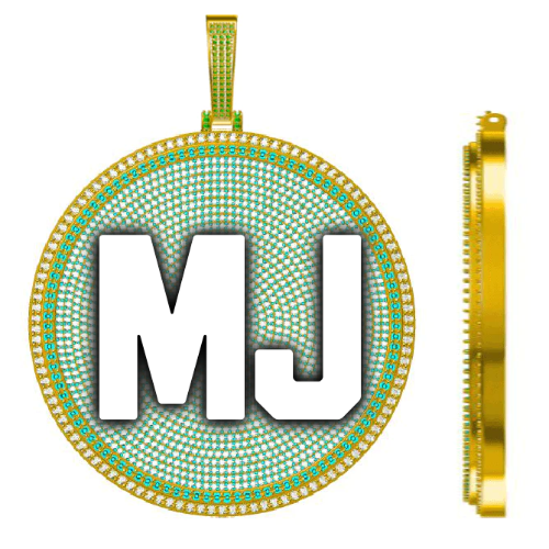 CUSTOM LETTER NECKLACE 3D BIG DISC