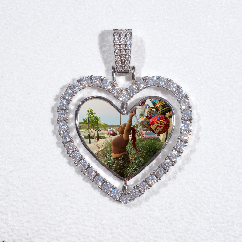 3D Spinning 2-Faced Heart Custom Picture Pendant