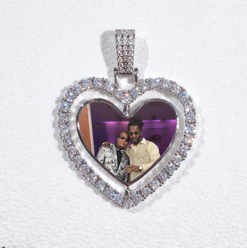 3D Spinning 2-Faced Heart Custom Picture Pendant