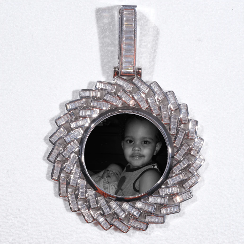 Large 3D Baguette Custom Picture Pendant