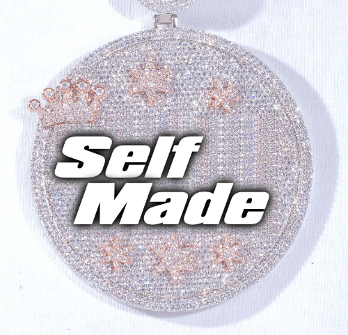 CUSTOM LETTER NECKLACE 3D BIG CROWN DISC