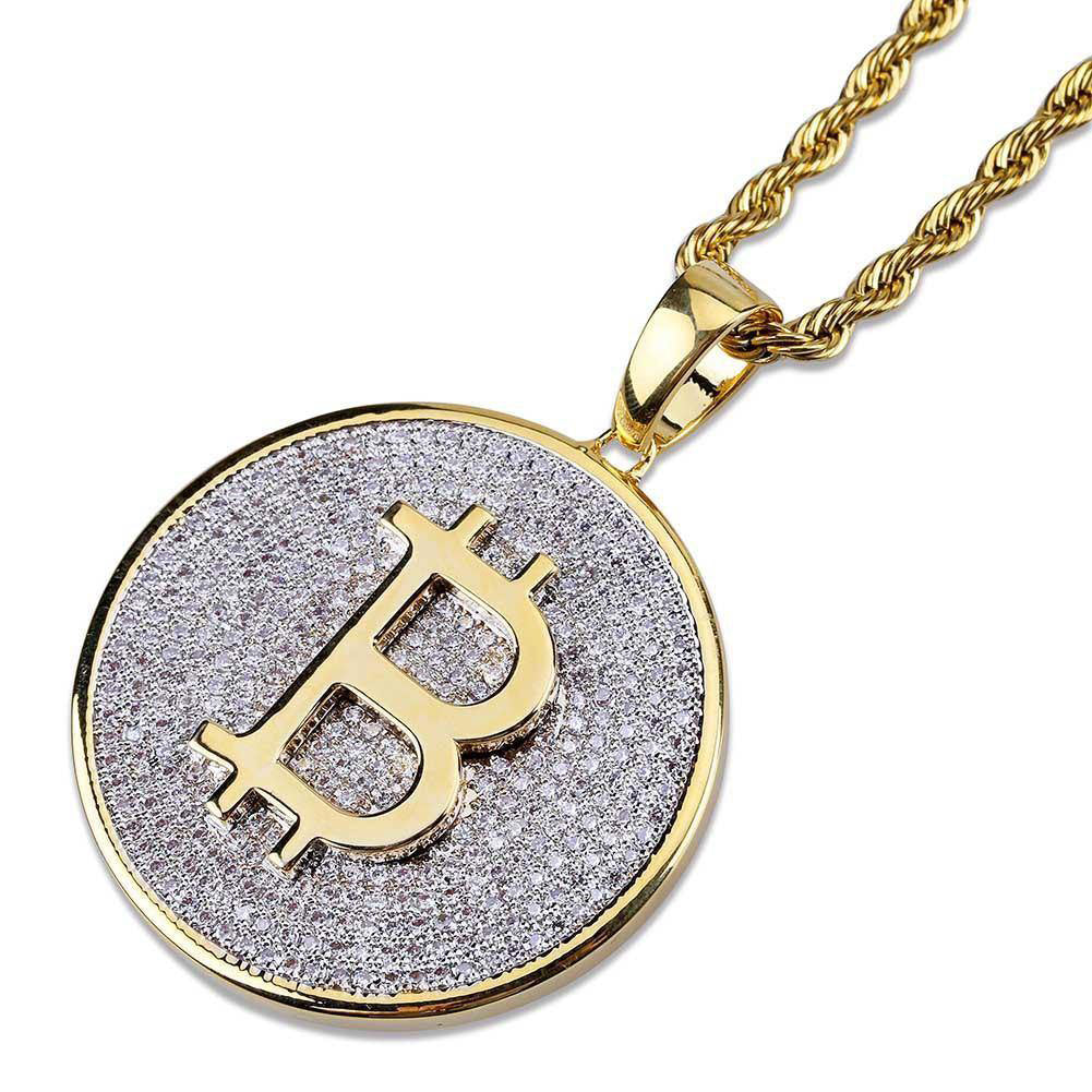 Two-tone Iced 31mm CZ  Cuban Link  Pendant In Yellow Gold-Plated