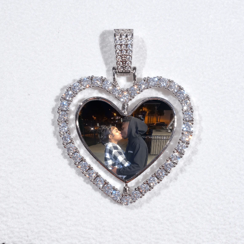 3D Spinning 2-Faced Heart Custom Picture Pendant