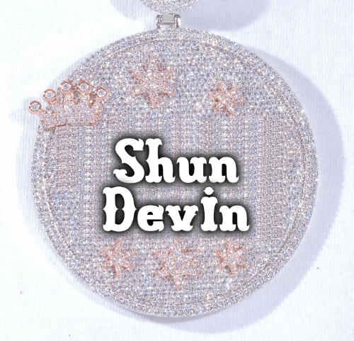 CUSTOM LETTER NECKLACE 3D BIG CROWN DISC