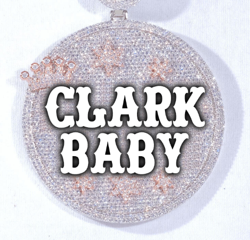 CUSTOM LETTER NECKLACE 3D BIG CROWN DISC