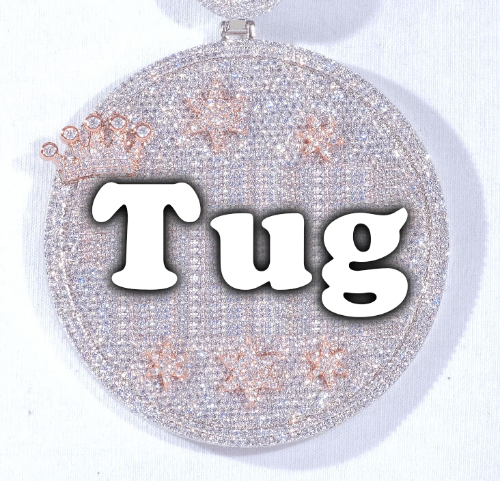 CUSTOM LETTER NECKLACE 3D BIG CROWN DISC