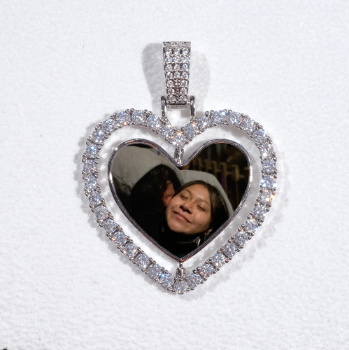 3D Spinning 2-Faced Heart Custom Picture Pendant