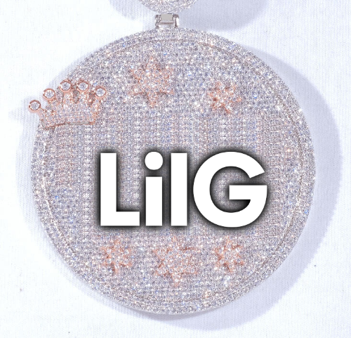 CUSTOM LETTER NECKLACE 3D BIG CROWN DISC
