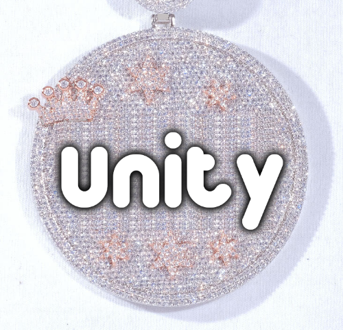 CUSTOM LETTER NECKLACE 3D BIG CROWN DISC