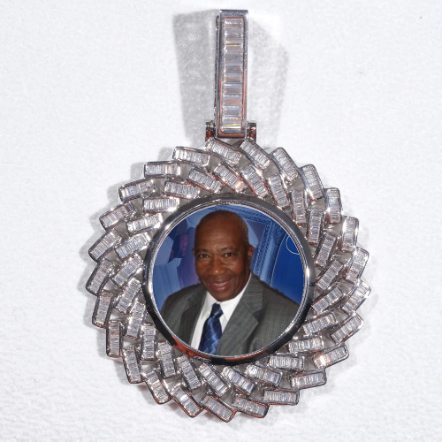 Large 3D Baguette Custom Picture Pendant