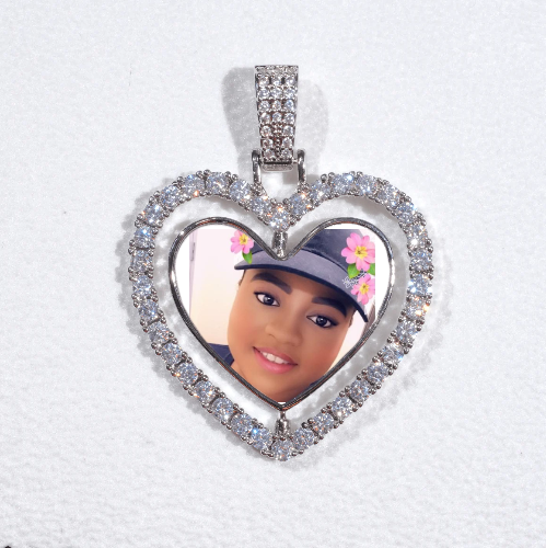 3D Spinning 2-Faced Heart Custom Picture Pendant