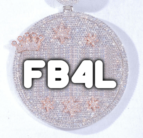 CUSTOM LETTER NECKLACE 3D BIG CROWN DISC