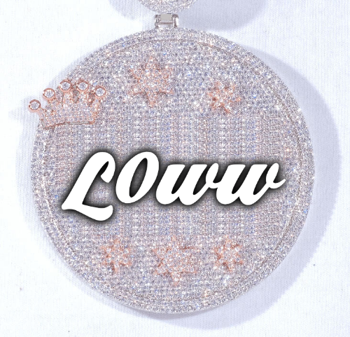 CUSTOM LETTER NECKLACE 3D BIG CROWN DISC