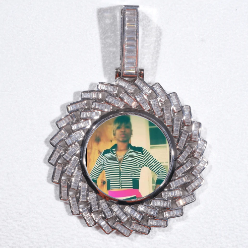 Large 3D Baguette Custom Picture Pendant