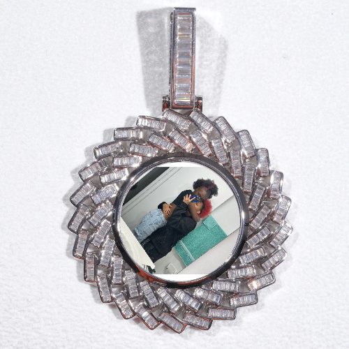 Large 3D Baguette Custom Picture Pendant