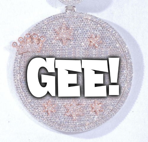 CUSTOM LETTER NECKLACE 3D BIG CROWN DISC