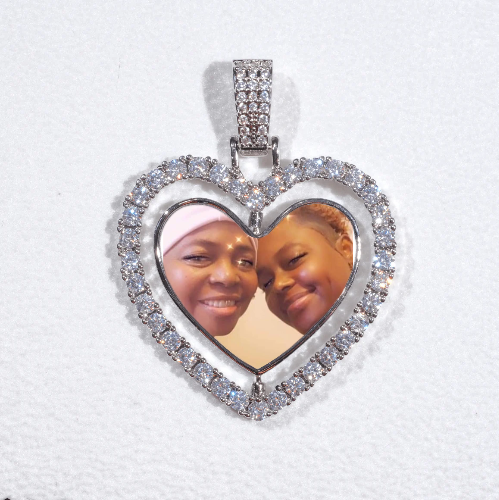 3D Spinning 2-Faced Heart Custom Picture Pendant