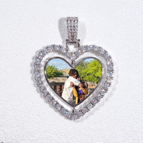 3D Spinning 2-Faced Heart Custom Picture Pendant