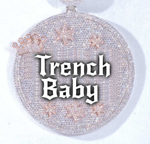 CUSTOM LETTER NECKLACE 3D BIG CROWN DISC