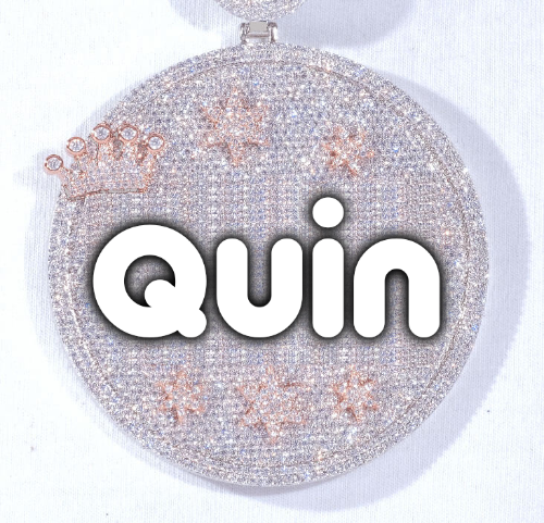 CUSTOM LETTER NECKLACE 3D BIG CROWN DISC