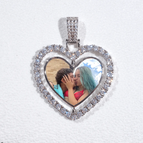 3D Spinning 2-Faced Heart Custom Picture Pendant