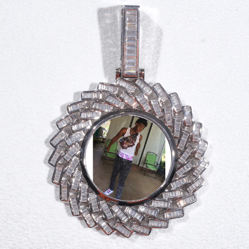 Large 3D Baguette Custom Picture Pendant