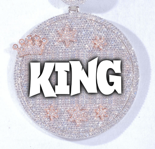 CUSTOM LETTER NECKLACE 3D BIG CROWN DISC