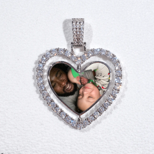 3D Spinning 2-Faced Heart Custom Picture Pendant