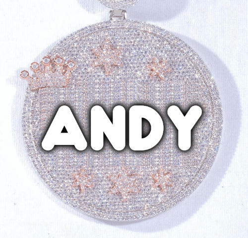 CUSTOM LETTER NECKLACE 3D BIG CROWN DISC