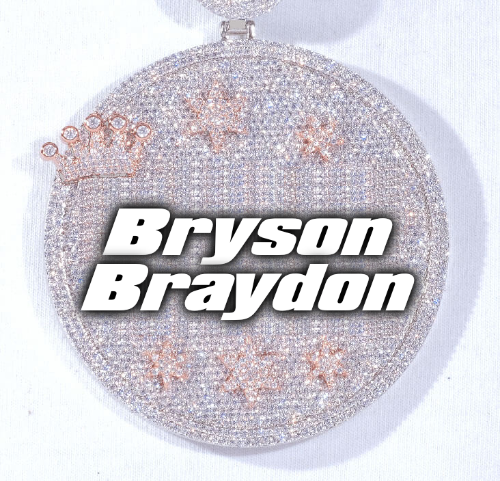 CUSTOM LETTER NECKLACE 3D BIG CROWN DISC