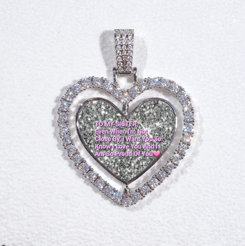 3D Spinning 2-Faced Heart Custom Picture Pendant