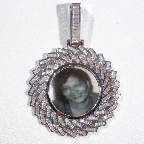 Large 3D Baguette Custom Picture Pendant