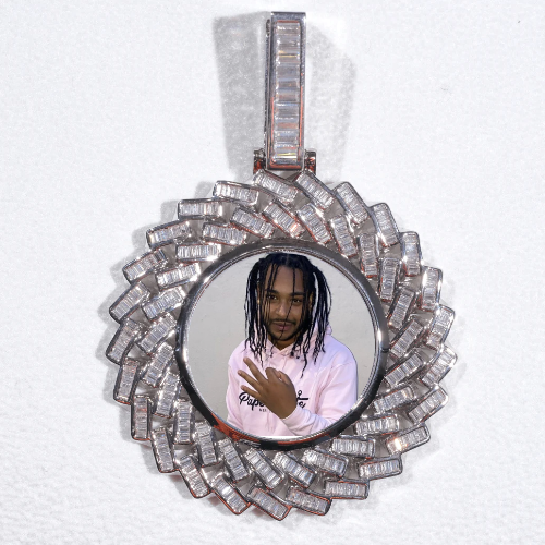Large 3D Baguette Custom Picture Pendant