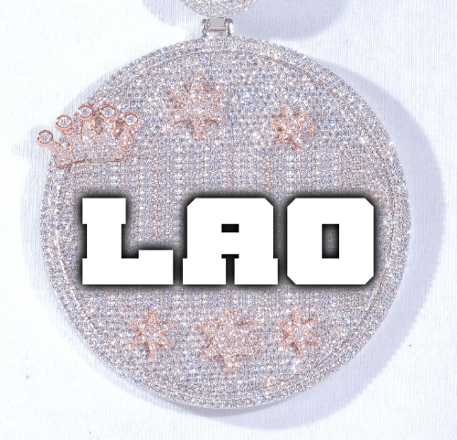 CUSTOM LETTER NECKLACE 3D BIG CROWN DISC