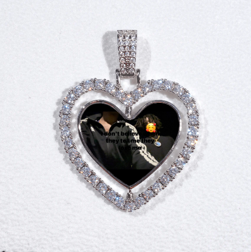 3D Spinning 2-Faced Heart Custom Picture Pendant