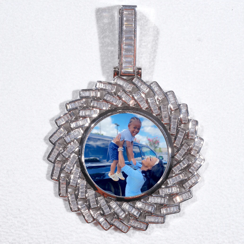 Large 3D Baguette Custom Picture Pendant