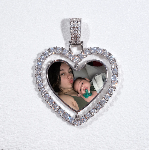 3D Spinning 2-Faced Heart Custom Picture Pendant