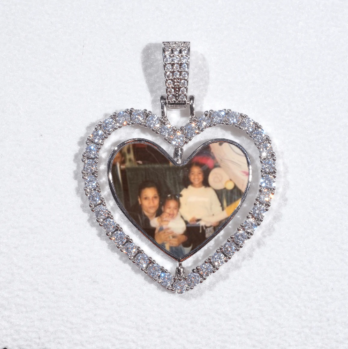 3D Spinning 2-Faced Heart Custom Picture Pendant
