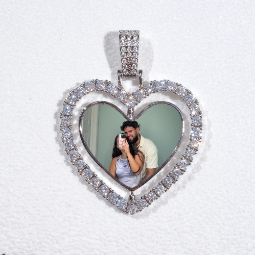 3D Spinning 2-Faced Heart Custom Picture Pendant