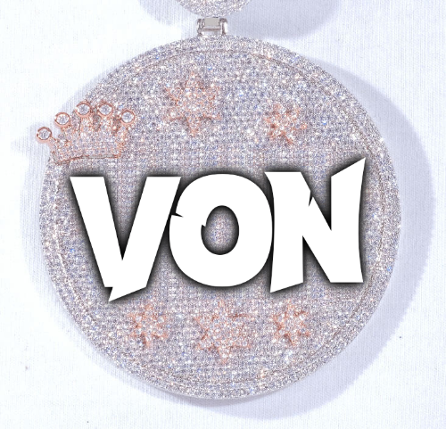 CUSTOM LETTER NECKLACE 3D BIG CROWN DISC