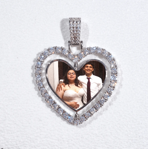 3D Spinning 2-Faced Heart Custom Picture Pendant