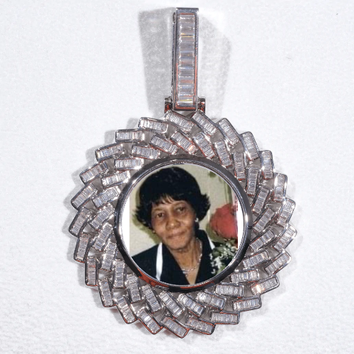 Large 3D Baguette Custom Picture Pendant