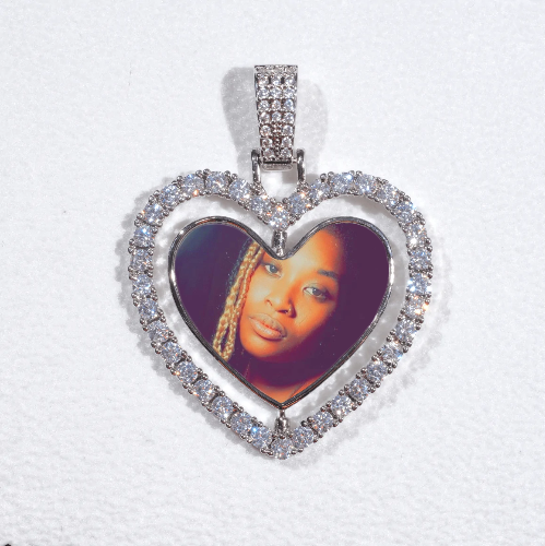 3D Spinning 2-Faced Heart Custom Picture Pendant